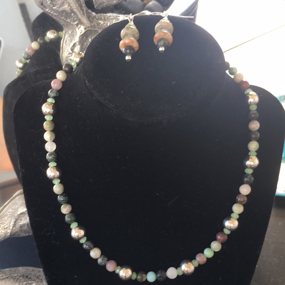 Jewelry - Stone and SS 925 necklace and earrings set